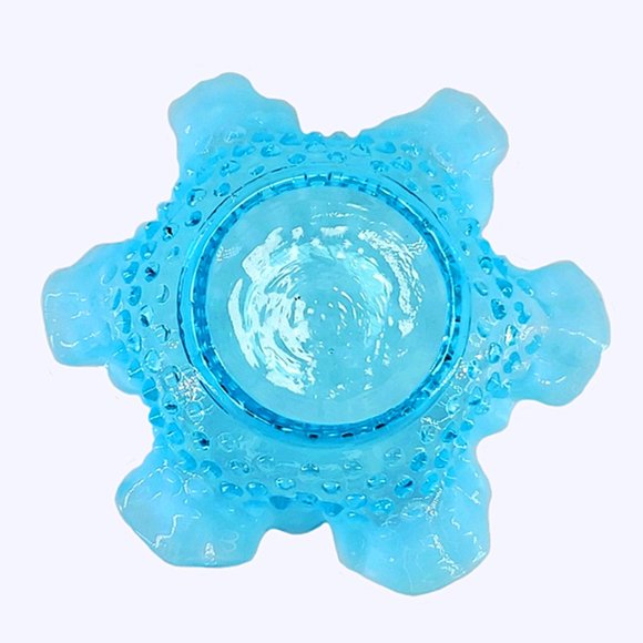 Fenton Opalescent Hobnail Crimp BonBon Dish Bowl Blue Circular 1940's Vintage - Picture 4 of 4